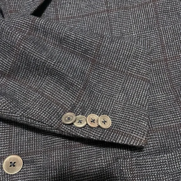 Eredi Pisano Academy Wool Bland Window Pane Plaid Sport Blazer Size 44R Academia